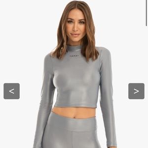 NWOT Koral Luca Infinity Crop Top in Silver/Heather Grey XS